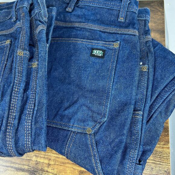 Key Mens Double Front Knee Blue Jeans 40x34 Carpenter Utility Suspender Logger - Picture 3 of 11